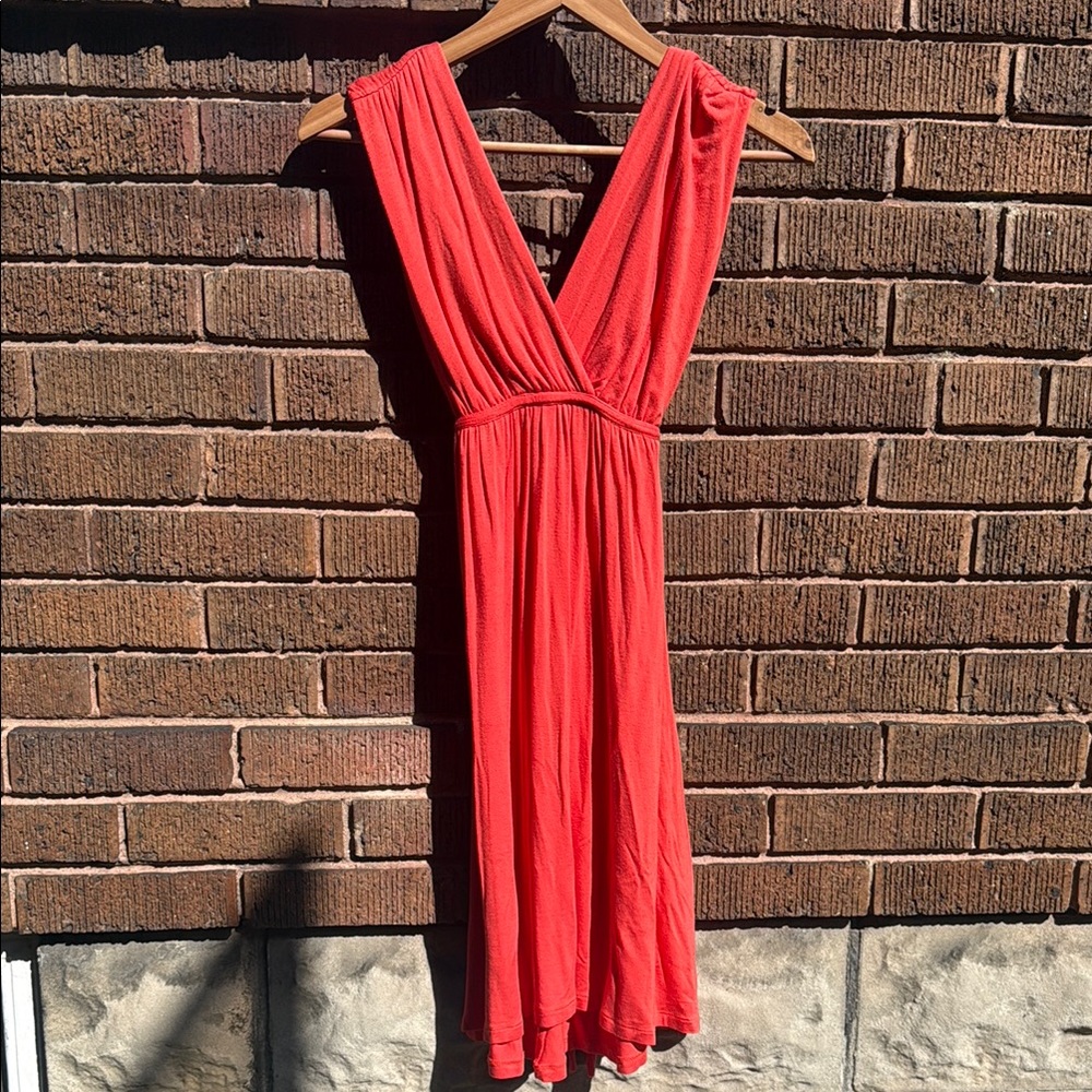Aqua Vibrant Red Sleeveless Midi Dress